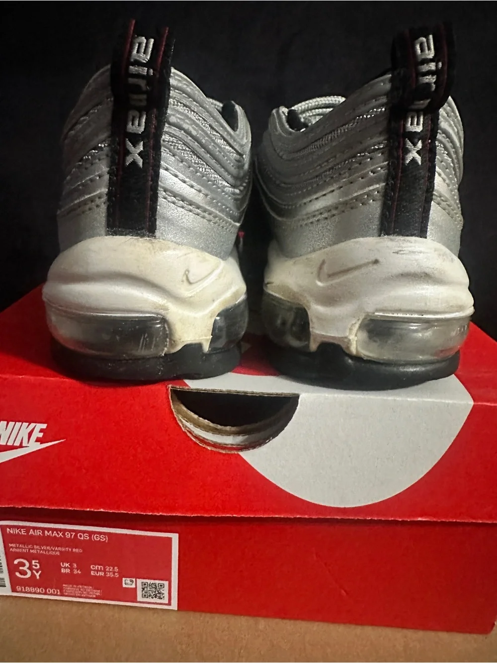 Nike Air Max 97 Silver with Red Swoosh